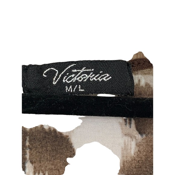 Victoria Womens Shirt M/L Brown and White Zip-up Tunic Short Sleeve - Picture 3 of 8